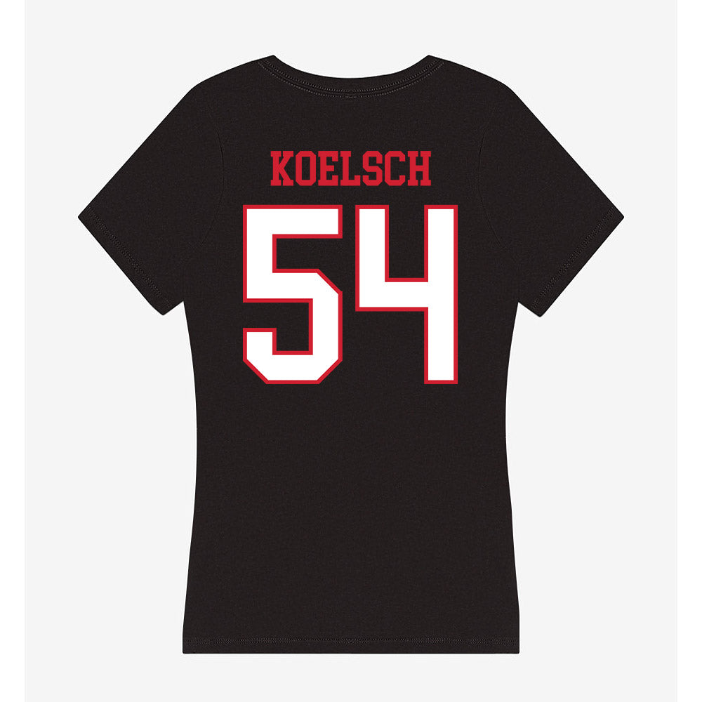 Northeastern - NCAA Men's Basketball : Liam Koelsch - Women's V-Neck T-Shirt-1