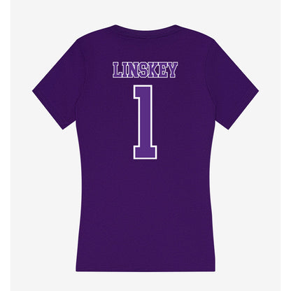 Central Arkansas - NCAA Beach Volleyball : Anna Linskey - Women's V-Neck T-Shirt-1
