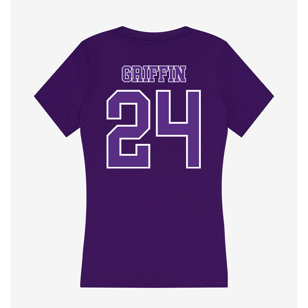 Central Arkansas - NCAA Women's Basketball : Kamryn Griffin - Women's V-Neck T-Shirt-1
