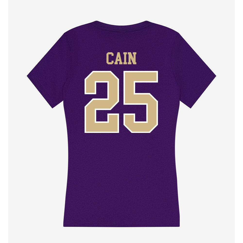Washington - NCAA Women's Basketball : Nina Cain - Women's V-Neck T-Shirt-1