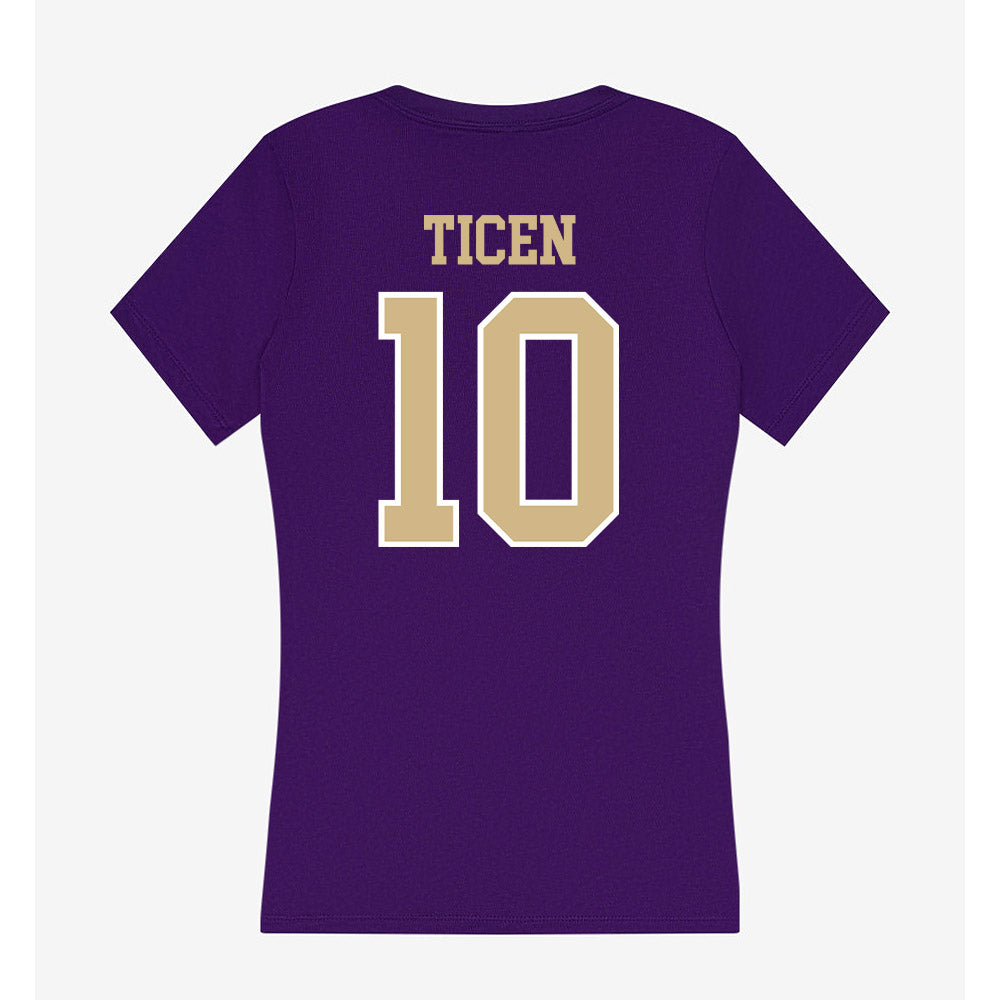 Washington - NCAA Softball : Annika Ticen - Women's V-Neck T-Shirt-1