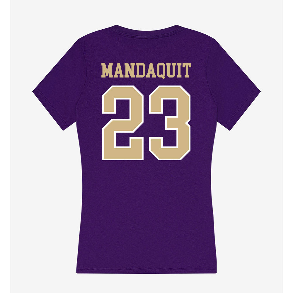 Washington - NCAA Men's Basketball : JJ Mandaquit - Women's V-Neck T-Shirt-1
