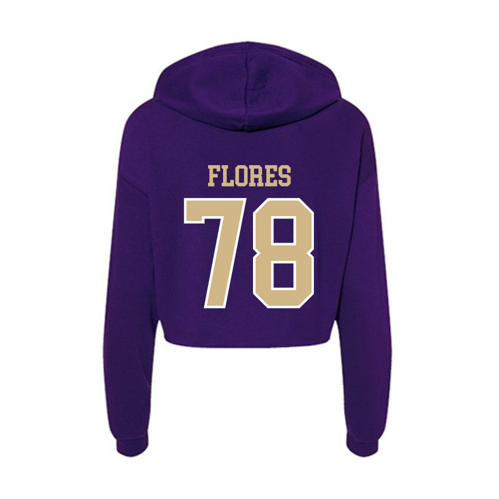 Washington - NCAA Football : Jake Flores - Women's Crop Fleece Hoodie-1