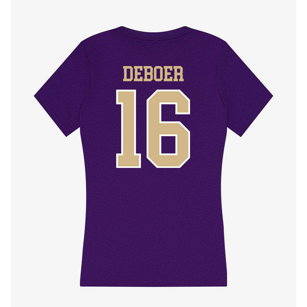 Washington - NCAA Softball : Alexis DeBoer - Women's V-Neck T-Shirt-1