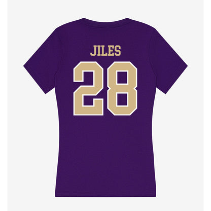 Washington - NCAA Football : Ksani Jiles - Women's V-Neck T-Shirt-1