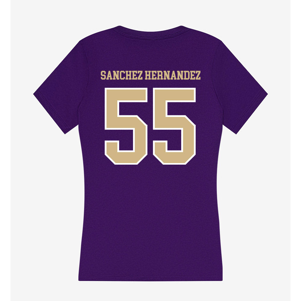 Washington - NCAA Football : Victor Sanchez Hernandez - Women's V-Neck T-Shirt-1