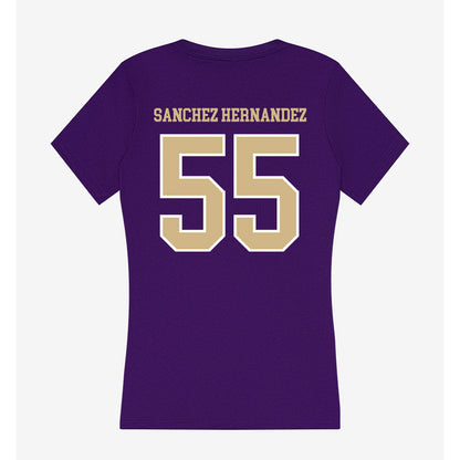 Washington - NCAA Football : Victor Sanchez Hernandez - Women's V-Neck T-Shirt-1