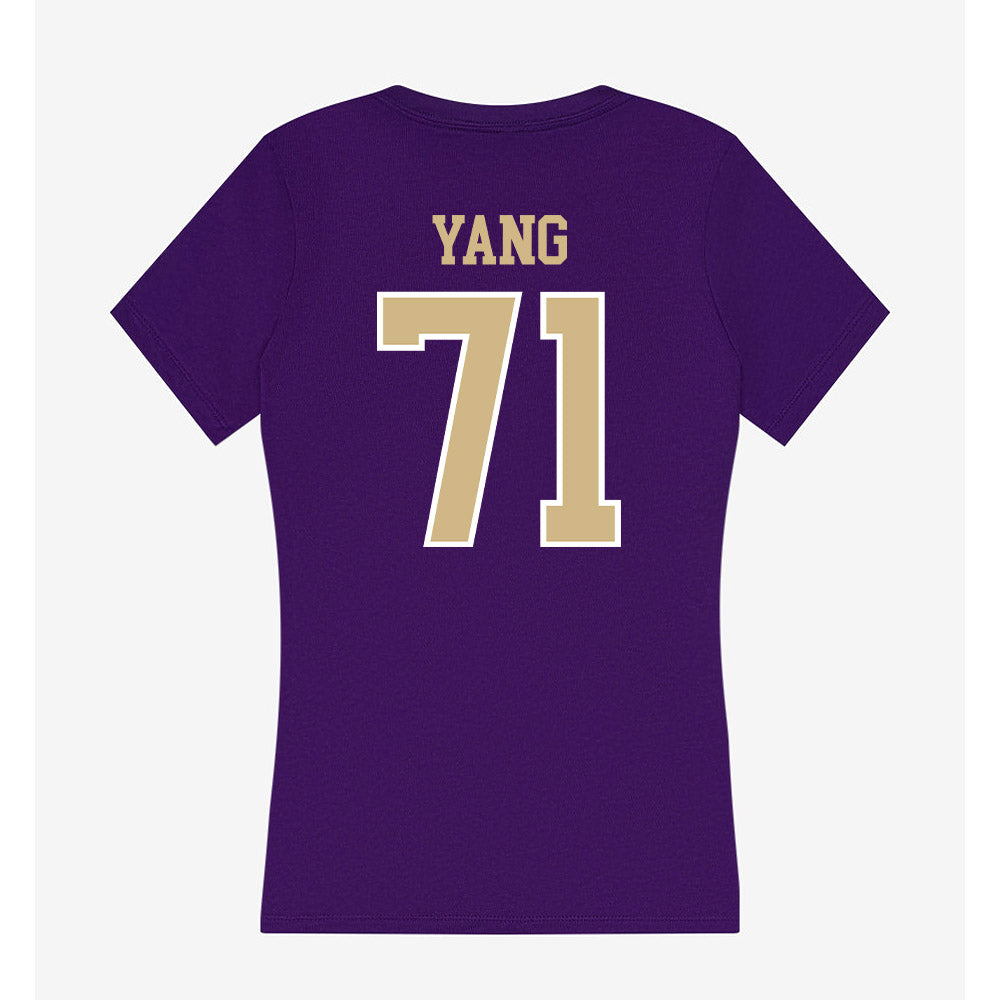Washington - NCAA Football : Ah Deong Yang - Women's V-Neck T-Shirt-1