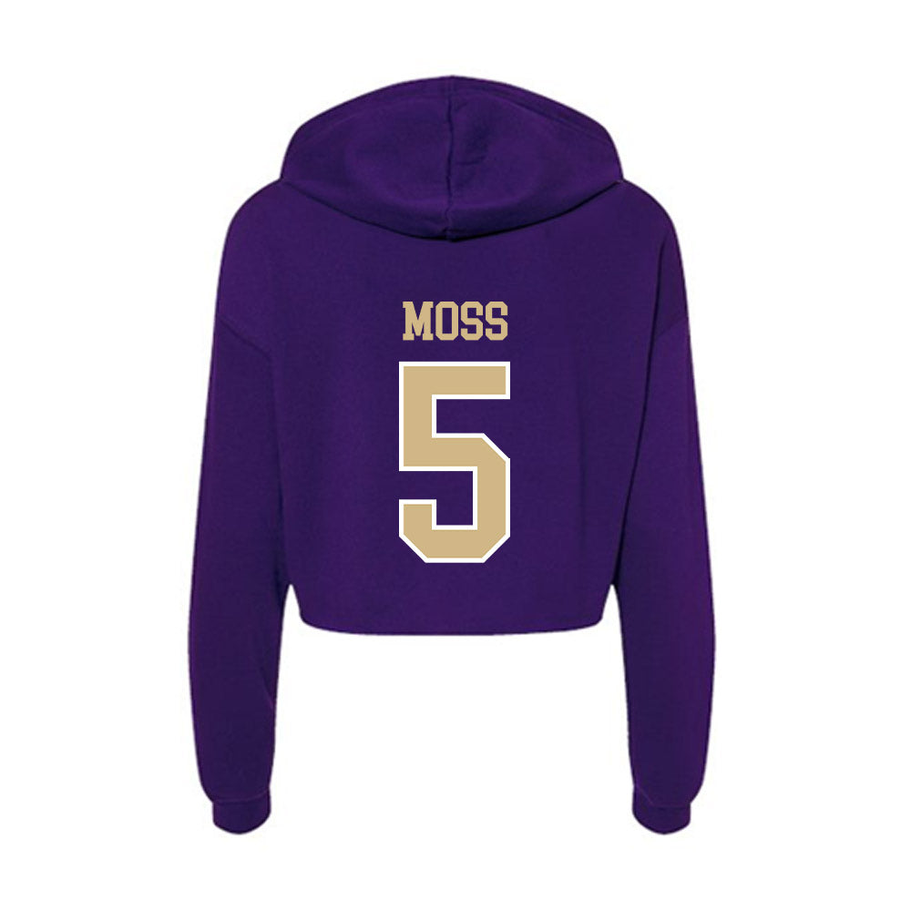 Washington - NCAA Football : Christian Moss - Women's Crop Fleece Hooded Sweatshirt-1