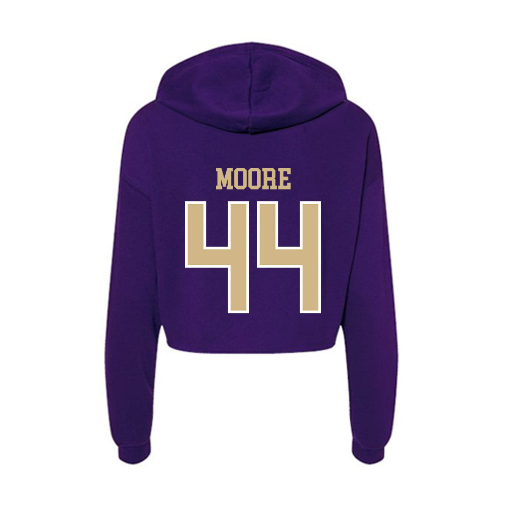 Washington - NCAA Football : Hayden Moore - Women's Crop Fleece Hooded Sweatshirt-1