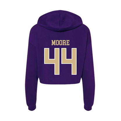 Washington - NCAA Football : Hayden Moore - Women's Crop Fleece Hooded Sweatshirt-1