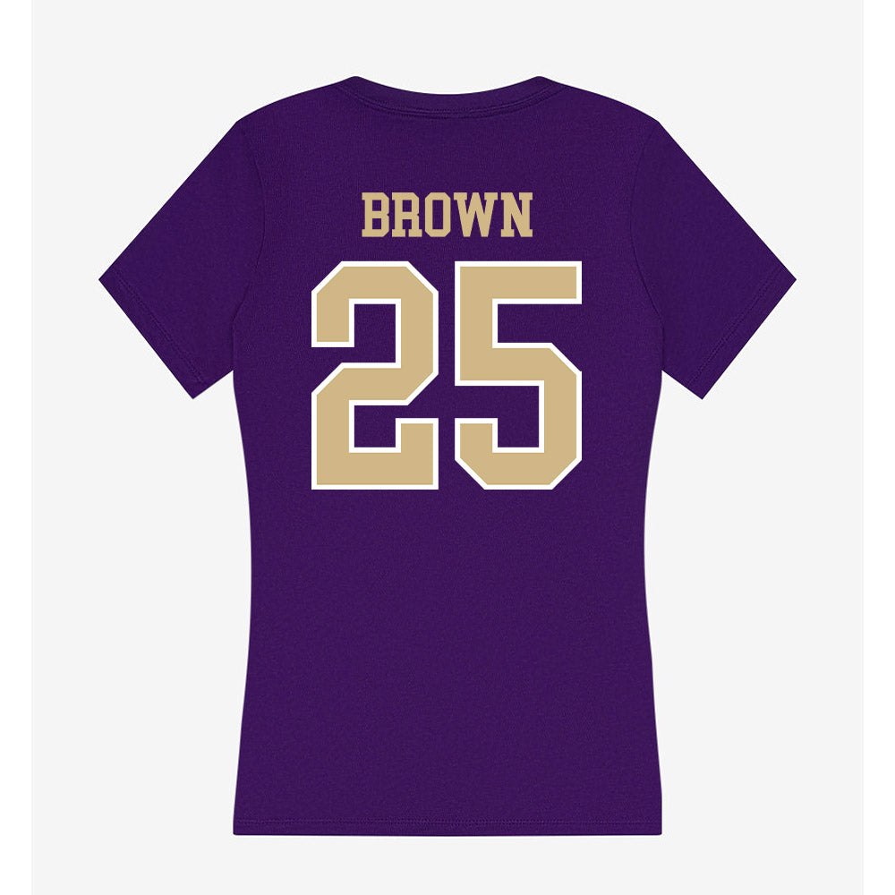 Washington - NCAA Beach Volleyball : MayaMay Brown - Women's V-Neck T-Shirt-1