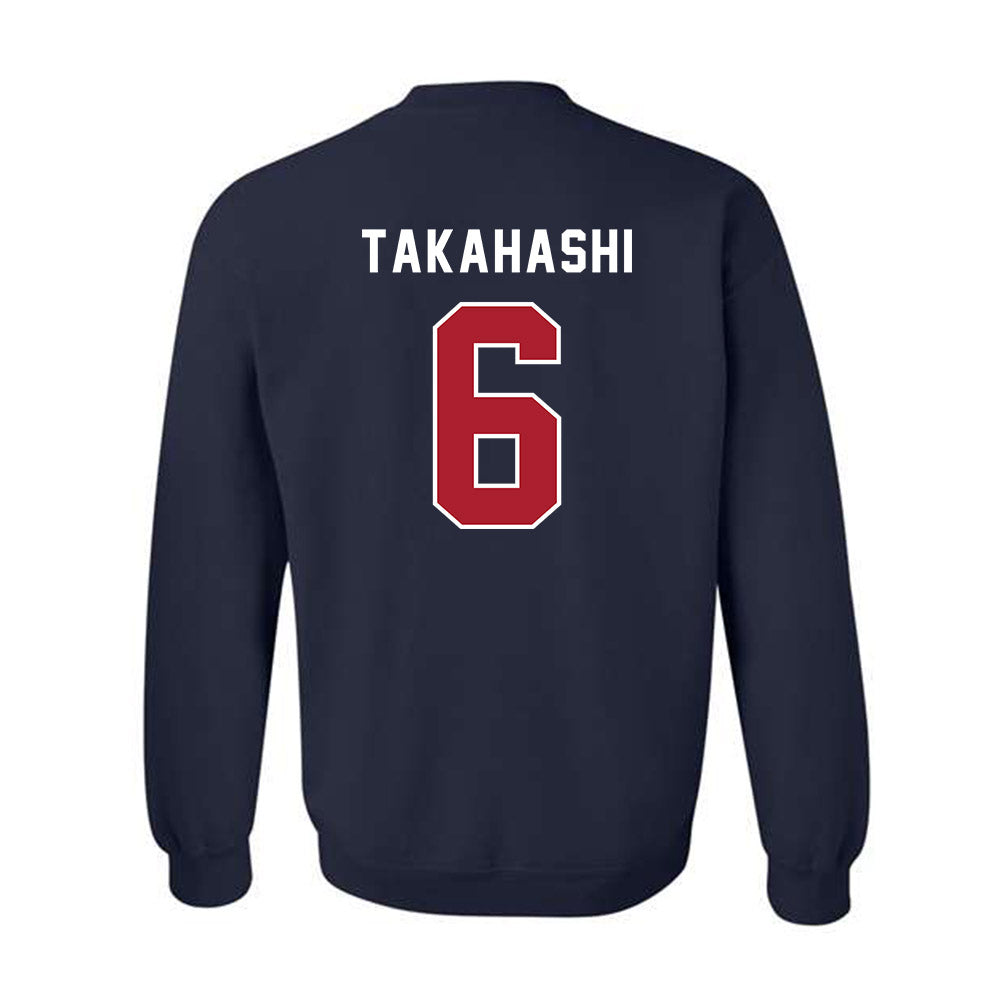 American - NCAA Men's Soccer : Taku Takahashi - Crewneck Sweatshirt-1