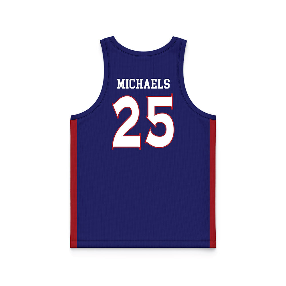 American - NCAA Men's Basketball : Eric Michaels - Blue Basketball Jersey-1