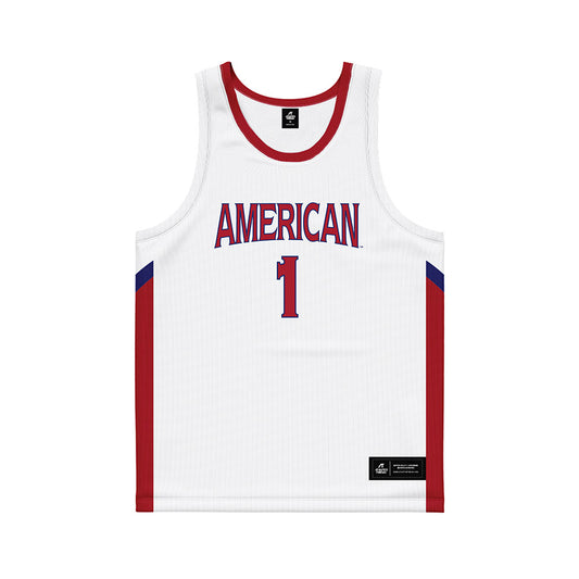 American - NCAA Women's Basketball : Andrea Jude - White Basketball Jersey-0