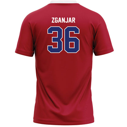 American - NCAA Women's Lacrosse : Mia Zganjar - Red Lacrosse Jersey -1