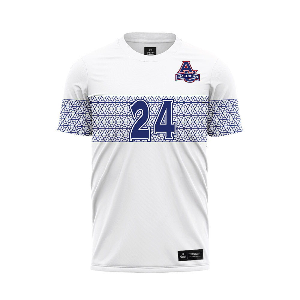 American - NCAA Women's Soccer : Maddie Hurowitz - White Soccer Jersey-0