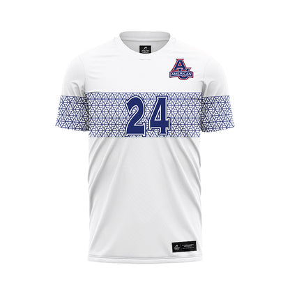 American - NCAA Women's Soccer : Maddie Hurowitz - White Soccer Jersey-0