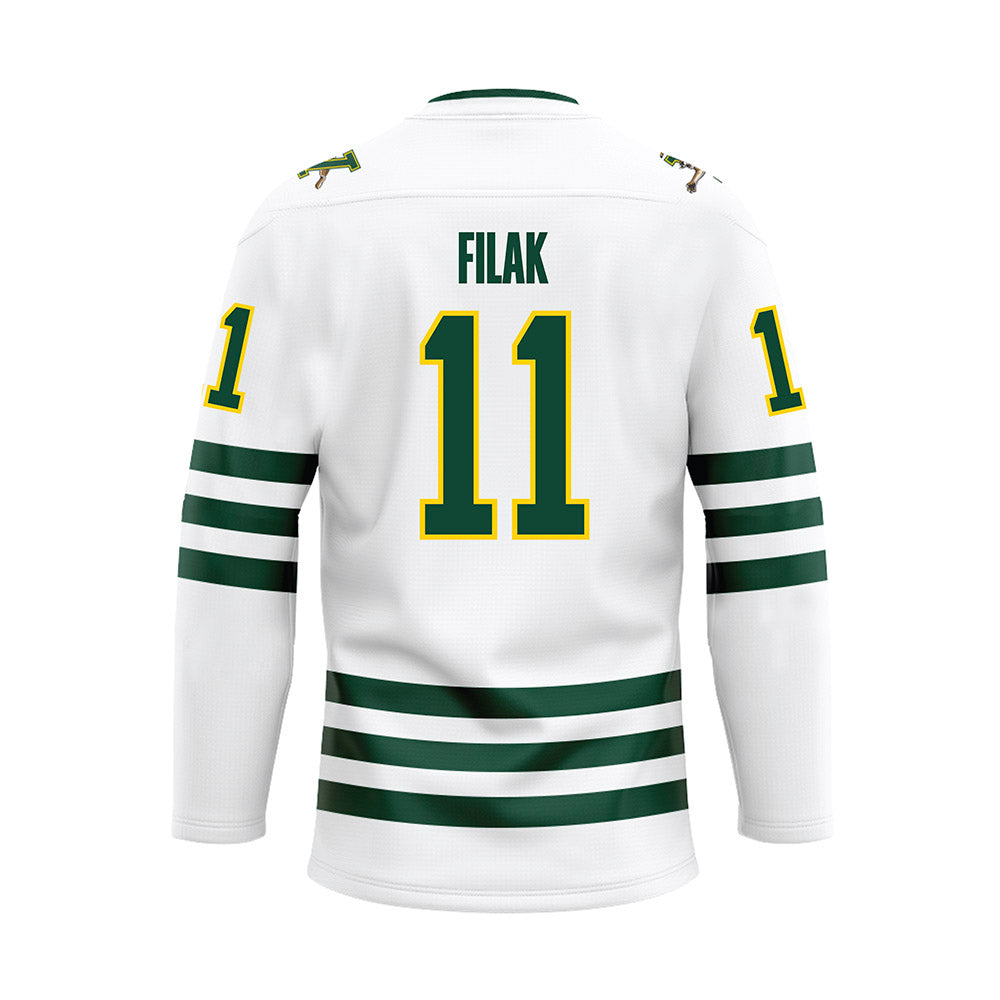 UVM - NCAA Men's Ice Hockey : Zach Filak - White Hockey Jersey-1