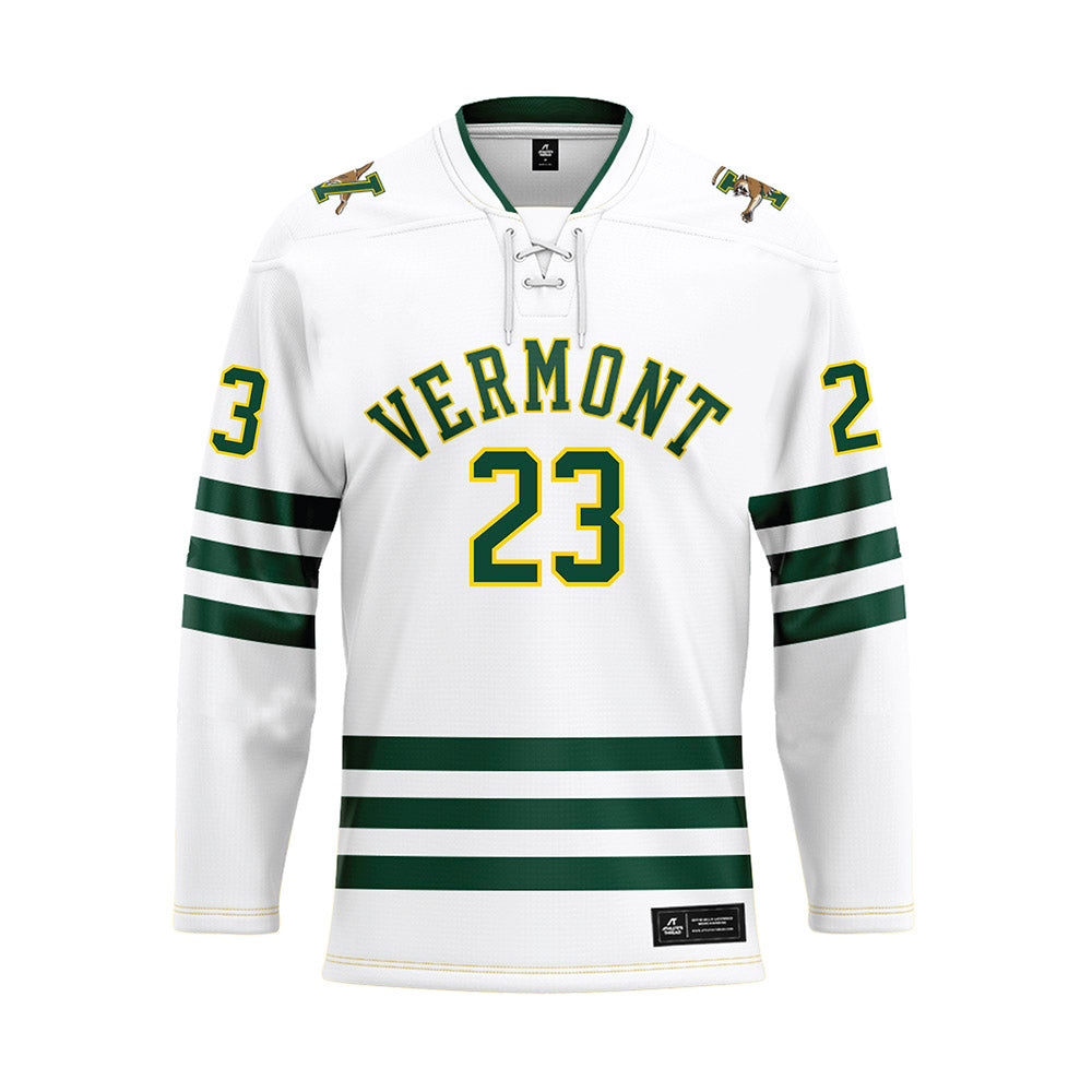UVM - NCAA Men's Ice Hockey : Jax Wismer - White Hockey Jersey-0