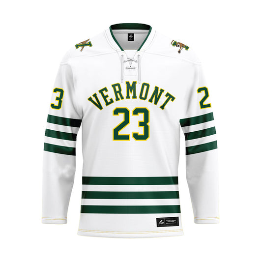 UVM - NCAA Men's Ice Hockey : Jax Wismer - White Hockey Jersey-0
