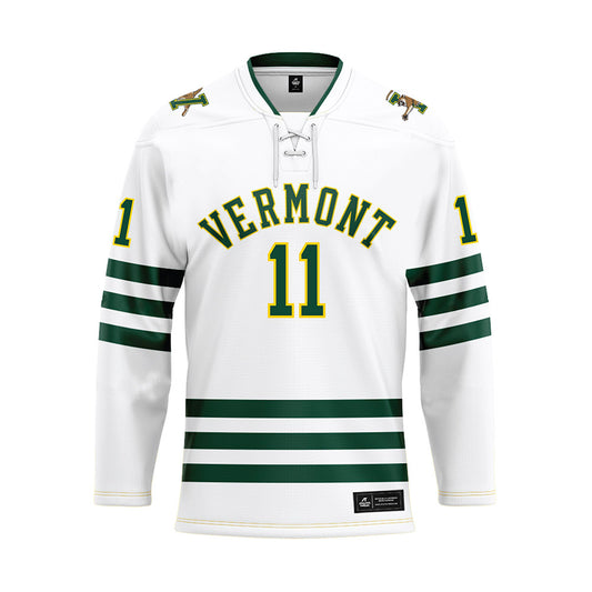 UVM - NCAA Men's Ice Hockey : Zach Filak - White Hockey Jersey-0