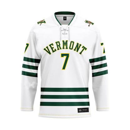 UVM - NCAA Men's Ice Hockey : Colin Kessler - White Hockey Jersey-0