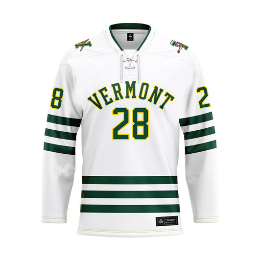 UVM - NCAA Men's Ice Hockey : Matteo Michels - White Hockey Jersey-0