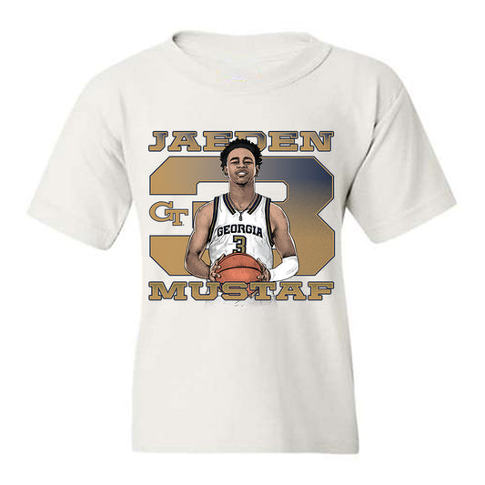 Georgia Tech - NCAA Men's Basketball : Jaeden Mustaf - Collage Youth T-Shirt-0