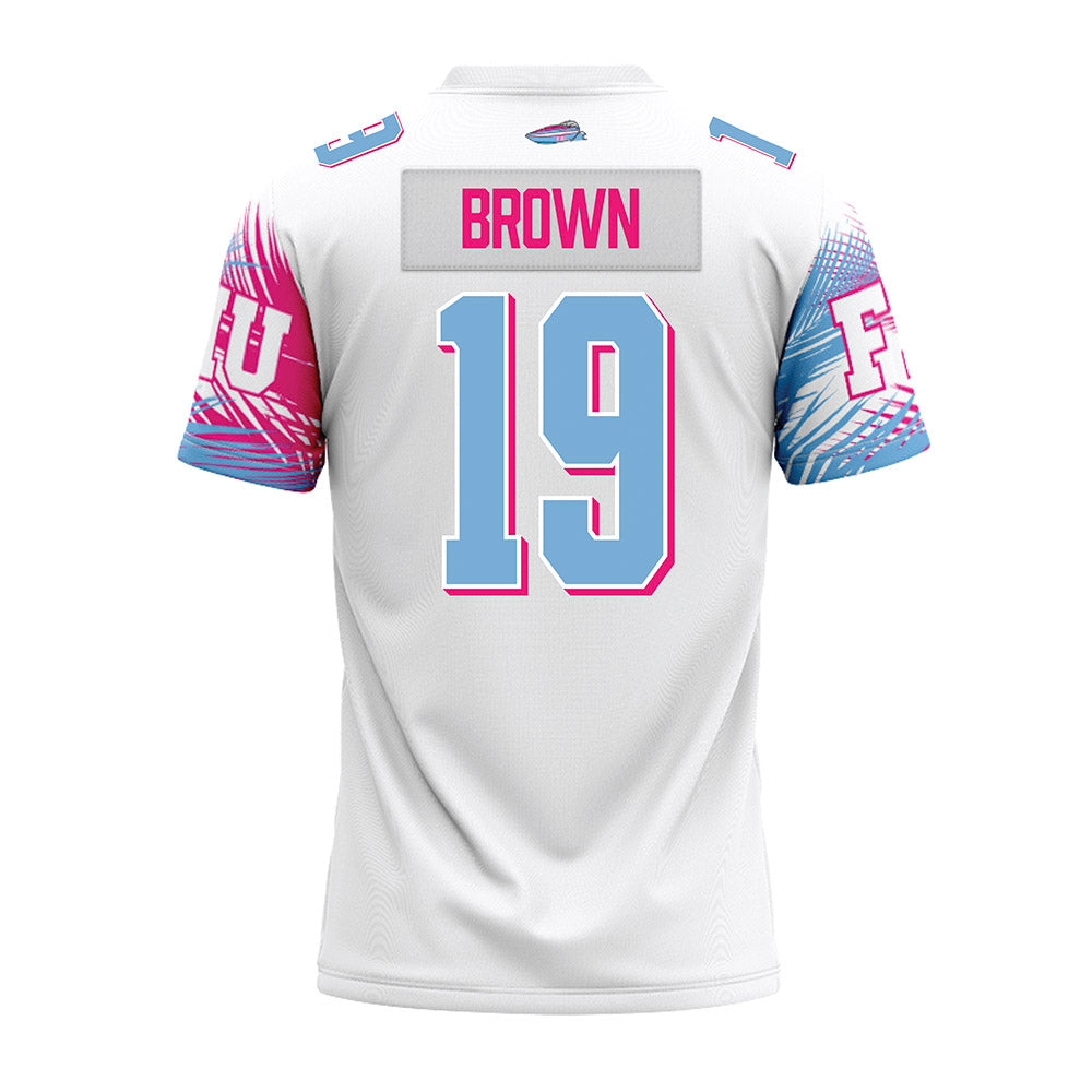 FIU - NCAA Football : Davis Brown - Vice White Premium Football Jersey-1