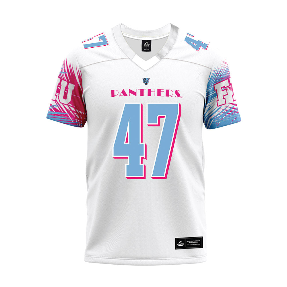 FIU - NCAA Football : Justin Wood - Vice White Premium Football Jersey-0