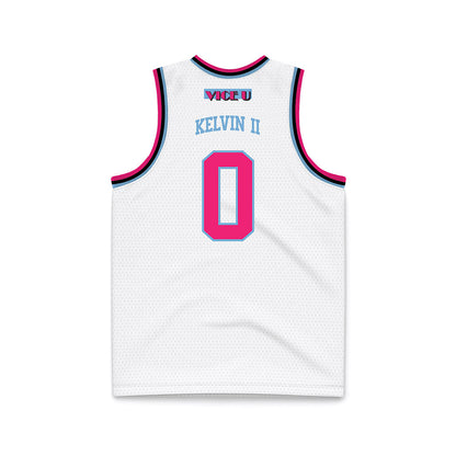 FIU - NCAA Men's Basketball : Mikey Kelvin II - Vice White Basketball Jersey-1
