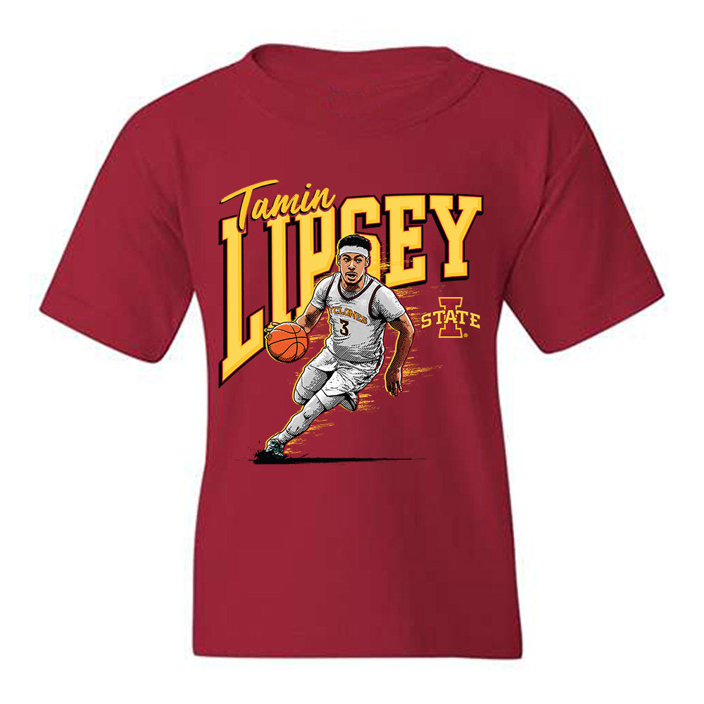 Iowa State - NCAA Men's Basketball : Tamin Lipsey - Individual Caricature Youth T-Shirt-0
