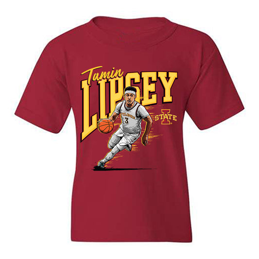 Iowa State - NCAA Men's Basketball : Tamin Lipsey - Individual Caricature Youth T-Shirt-0