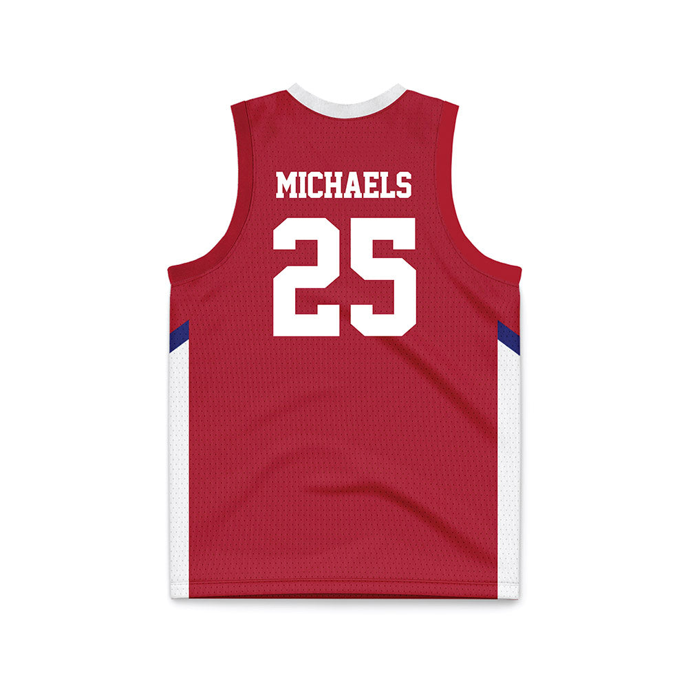 American - NCAA Men's Basketball : Eric Michaels - Red Basketball Jersey-1