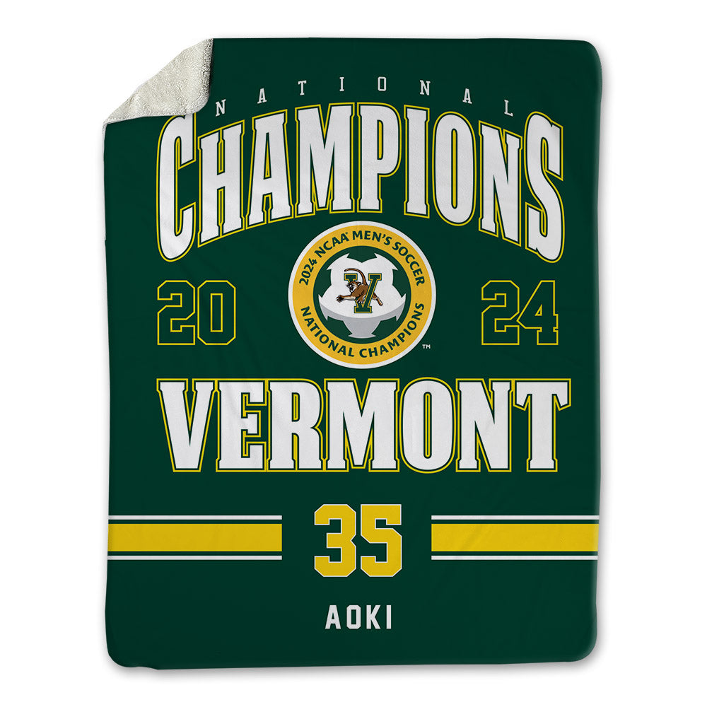 UVM - NCAA Men's Soccer : Rui Aoki - National Champs Blanket-0