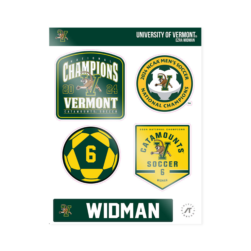UVM - NCAA Men's Soccer : Ezra Widman - National Champs Sticker Sheet-0