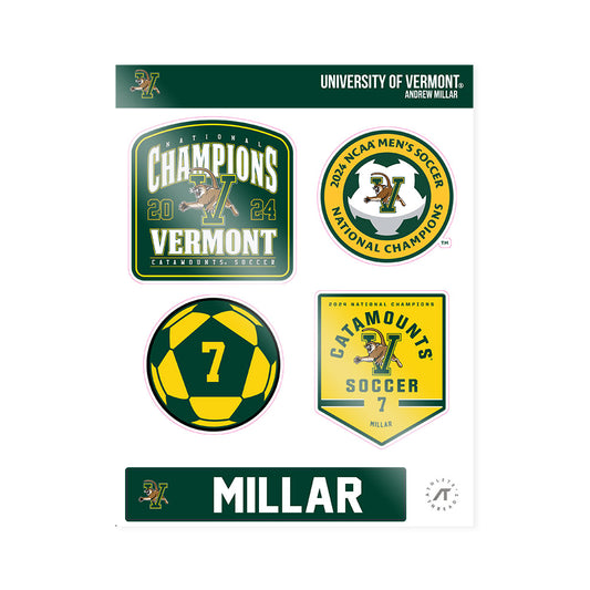 UVM - NCAA Men's Soccer : Andrew Millar - National Champs Sticker Sheet-0