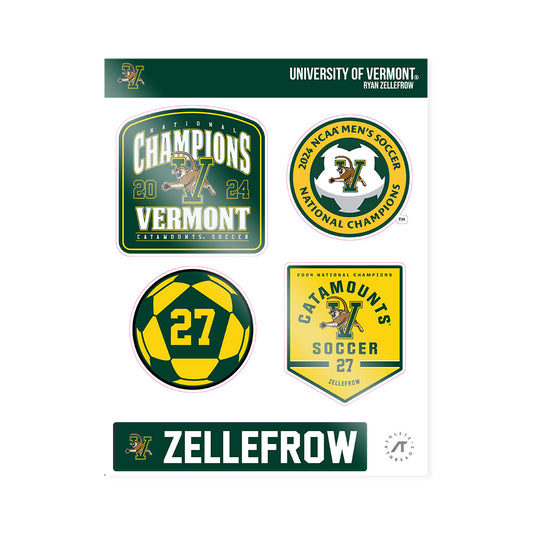UVM - NCAA Men's Soccer : Ryan Zellefrow - National Champs Sticker Sheet-0