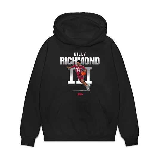 Arkansas - NCAA Men's Basketball : Billy Richmond III - Caricature Premium Hooded Sweatshirt-0