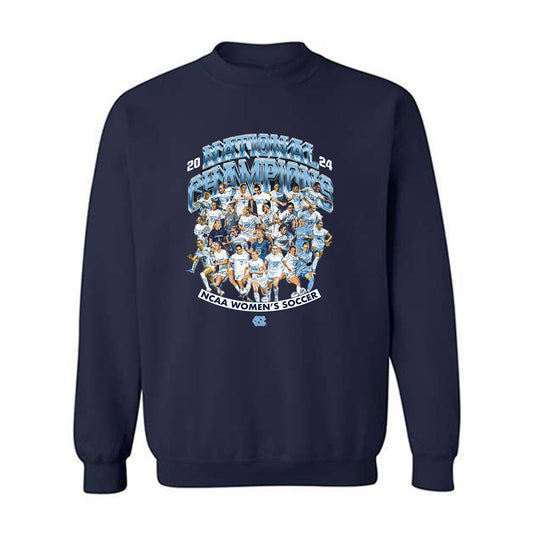 UNC - NCAA Women's Soccer : Summer Denigan - National Champs Team Collage Crewneck Sweatshirt-0