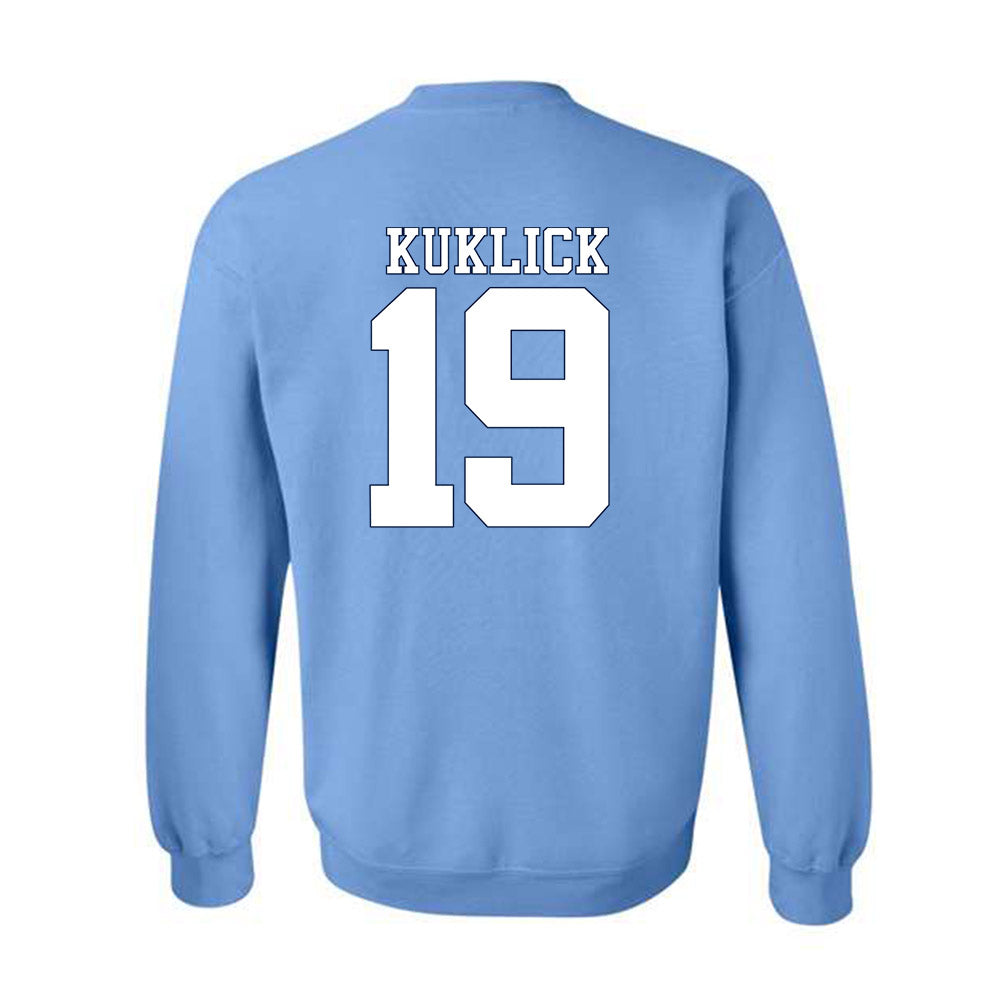 UNC - NCAA Women's Soccer : Leah Kuklick - Vintage Carolina Blue Championship Crewneck Sweatshirt-1