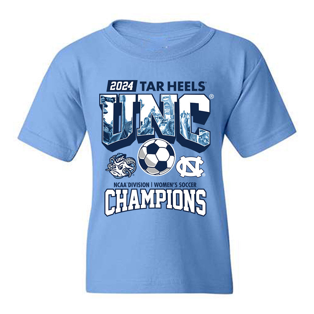 UNC - NCAA Women's Soccer : Olivia Thomas - Vintage Carolina Blue Championship Youth T-Shirt-0