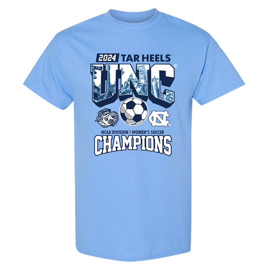 UNC - NCAA Women's Soccer : Lauren Malsom - Vintage Carolina Blue Championship T-Shirt-0