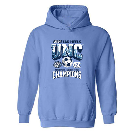 UNC - NCAA Women's Soccer : Bella Devey - Vintage Carolina Blue Championship Hooded Sweatshirt-0