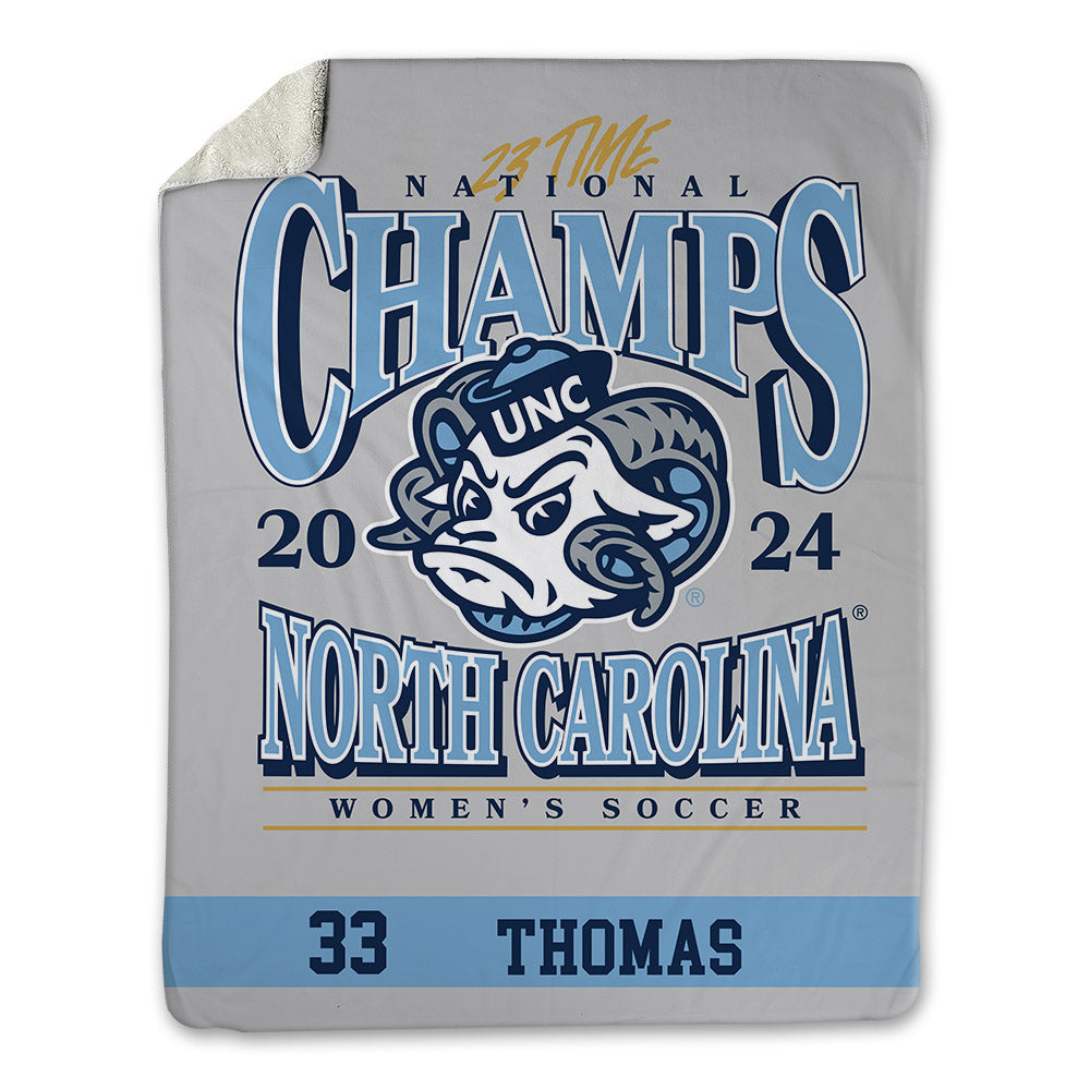 UNC - NCAA Women's Soccer : Olivia Thomas - National Champs v8 Blanket-0