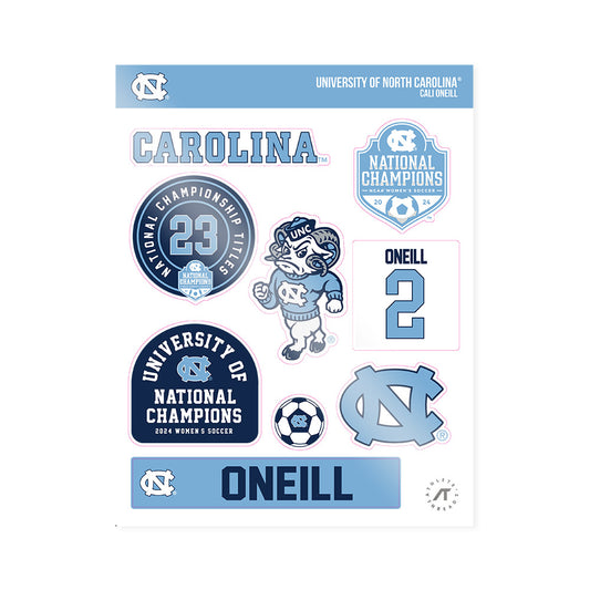 UNC - NCAA Women's Soccer : Cali ONeill - National Champs Sticker Sheet-0