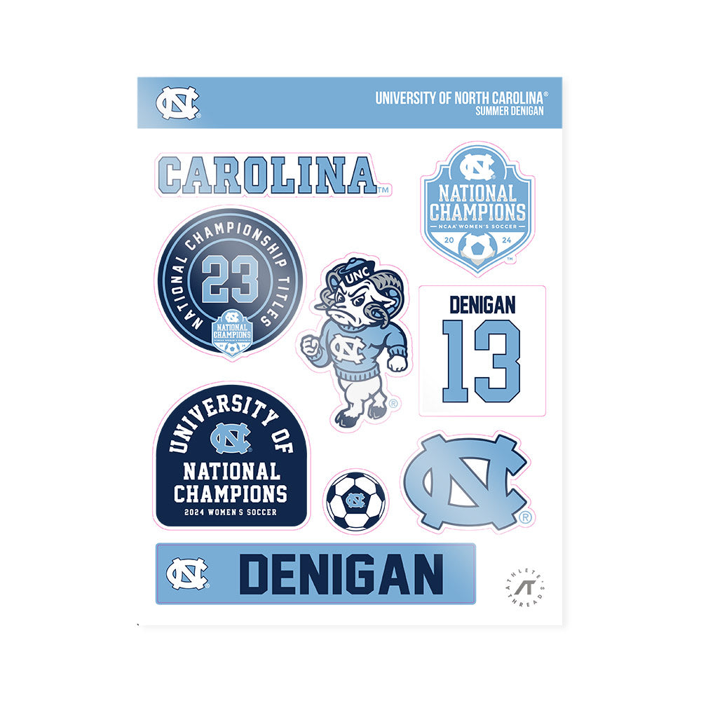 UNC - NCAA Women's Soccer : Summer Denigan - National Champs Sticker Sheet-0