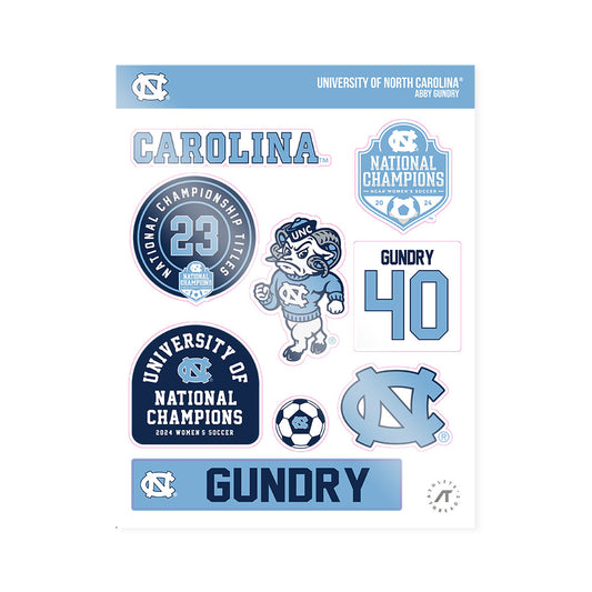 UNC - NCAA Women's Soccer : abby gundry - National Champs Sticker Sheet-0