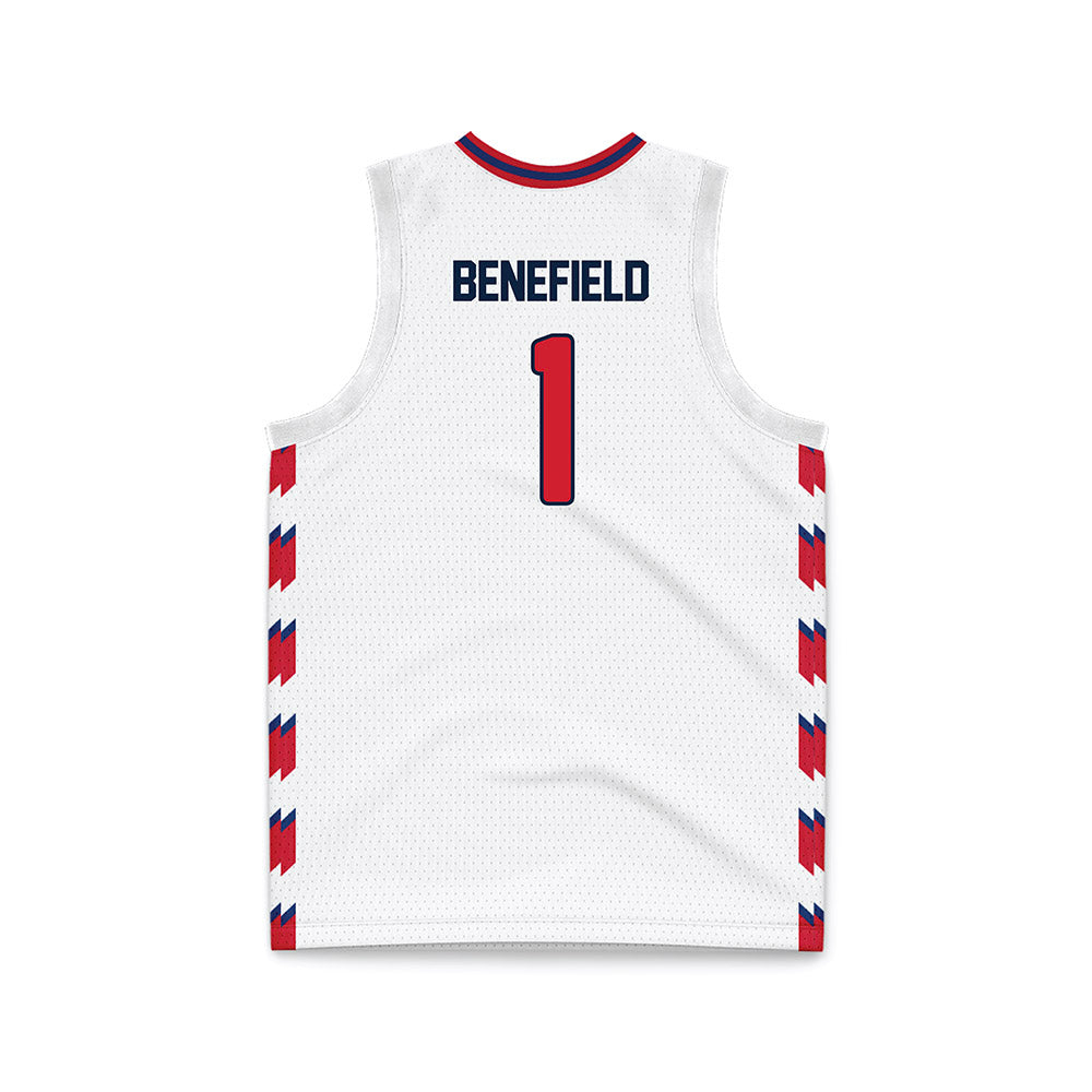 Francis Marion - NCAA Women's Basketball : Jaliyah Benefield - White Basketball Jersey-1